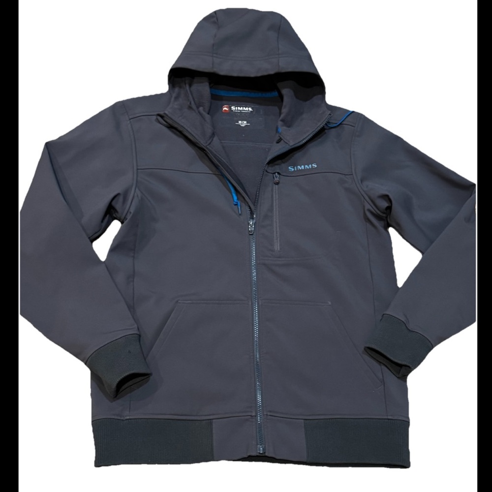 Simms Slate Gray Softshell Hooded Jacket Blue Acc… - image 1